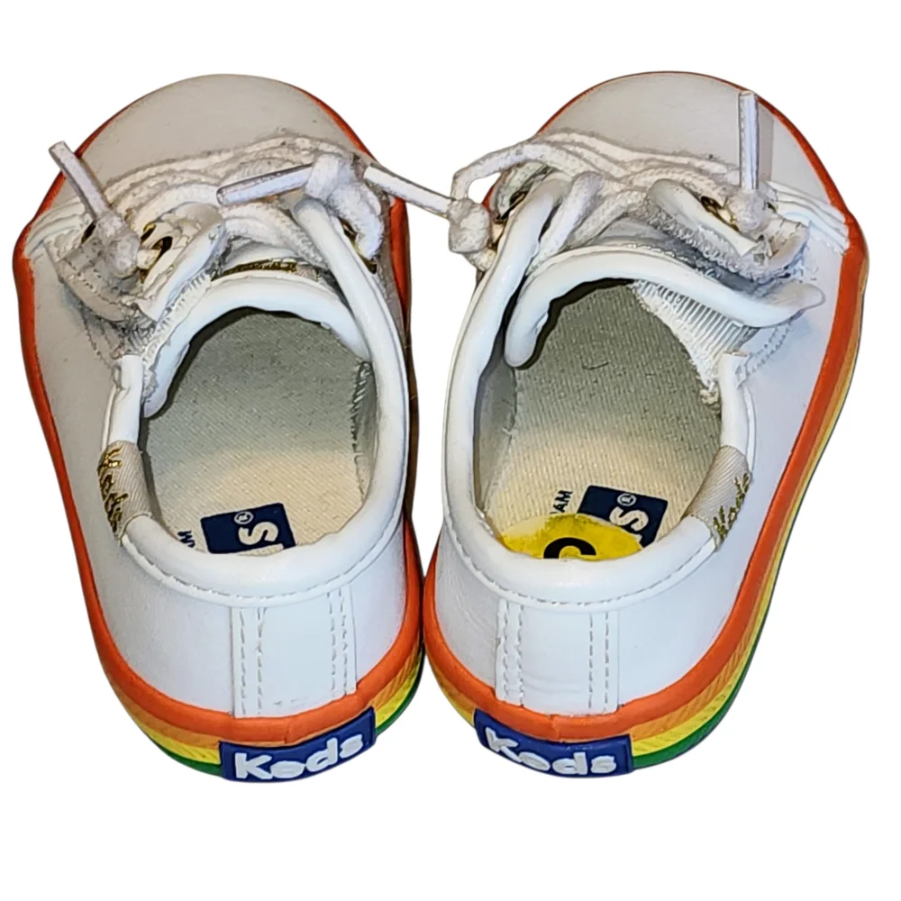 Converse White Sneakers with Rainbow Sole‎